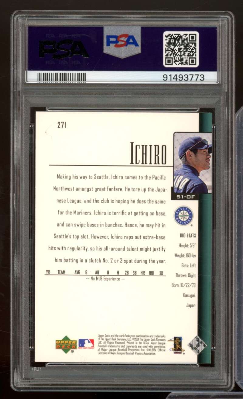 Ichiro Suzuki Rookie Card 2001 Upper Deck #271 PSA 10 Image 2