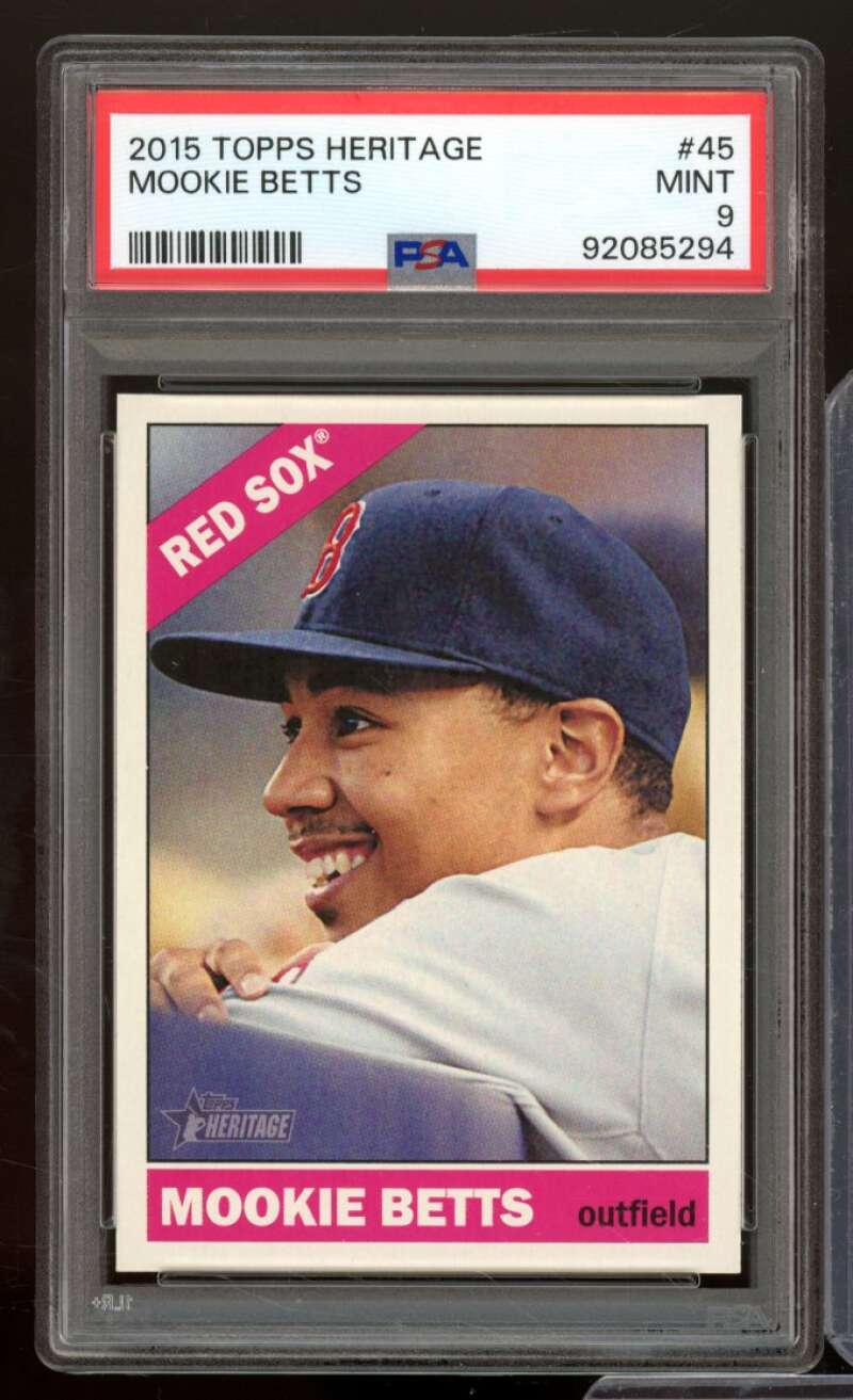 Mookie Betts Card 2015 Topps Heritage #45 PSA 9 Image 1