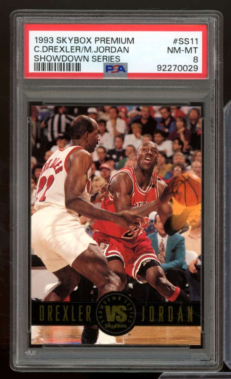 Clyde Drexler / Michael Jordan 1993-94 SkyBox Premium Showdown Series #11 PSA 8 Image 1