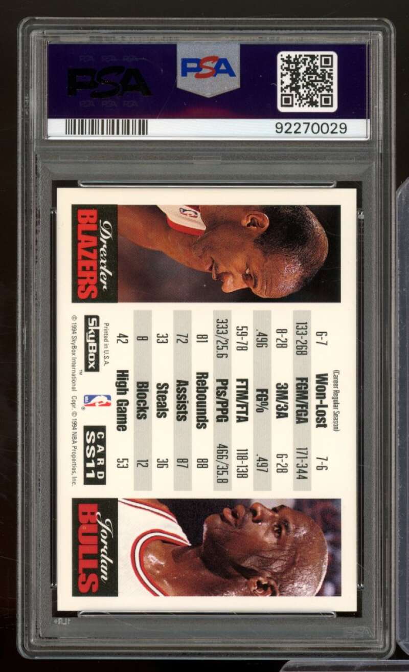 Clyde Drexler / Michael Jordan 1993-94 SkyBox Premium Showdown Series #11 PSA 8 Image 2