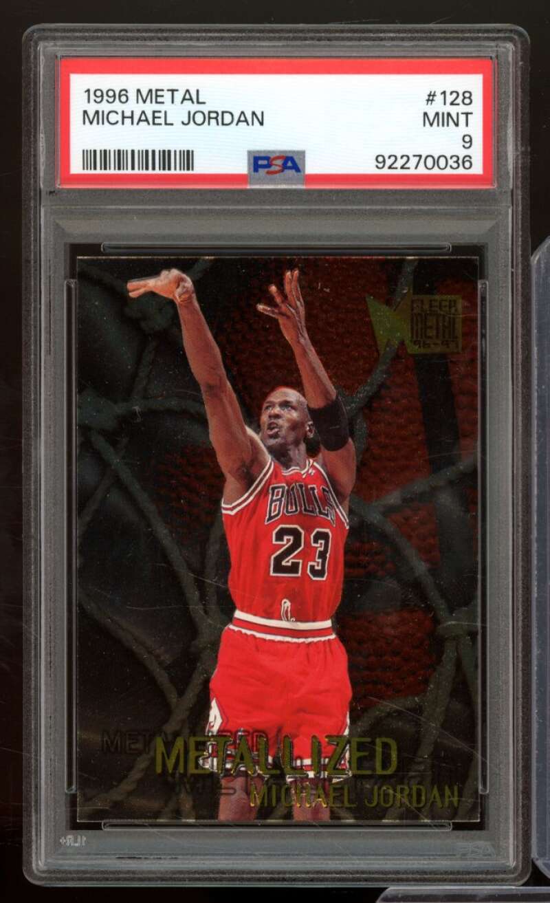 Michael Jordan Card 1996-97 Metal #128 PSA 9 Image 1