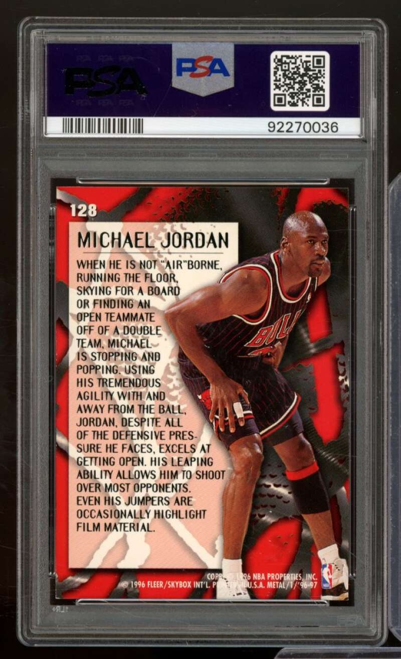 Michael Jordan Card 1996-97 Metal #128 PSA 9 Image 2