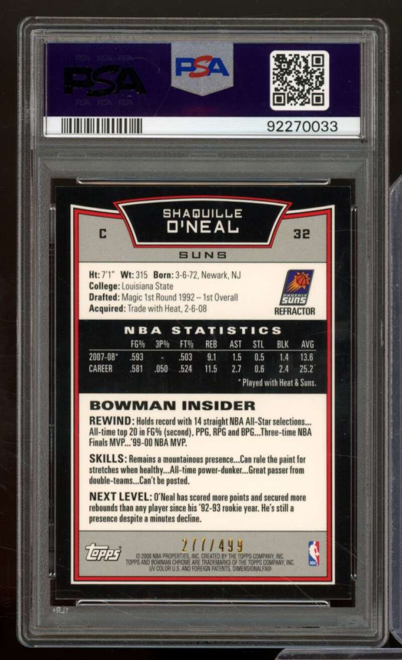 Shaquille O'Neal Card 2008-09 Bowman Chrome Refractor #32 PSA 9 Image 2