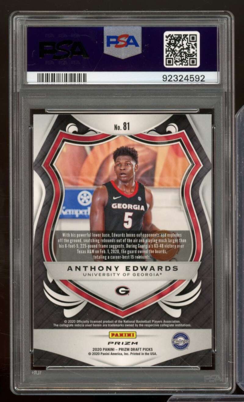 Anthony Edwards Rookie 2020-21 Panini Prizm DP Red/White/Blue Prizm #81 PSA 10 Image 2