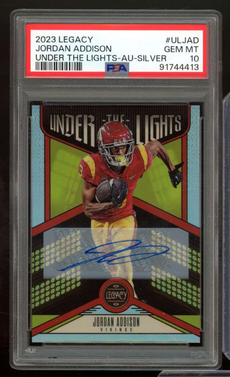 Jordan Addison Rookie 2023 Legacy Under the Lights Auto Silver #ULJAD PSA 10 Image 1