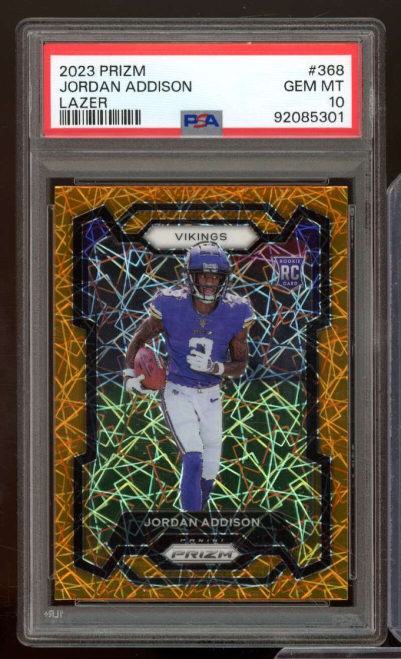 Jordan Addison Rookie Card 2023 Prizm Lazer #368 PSA 10 Image 1