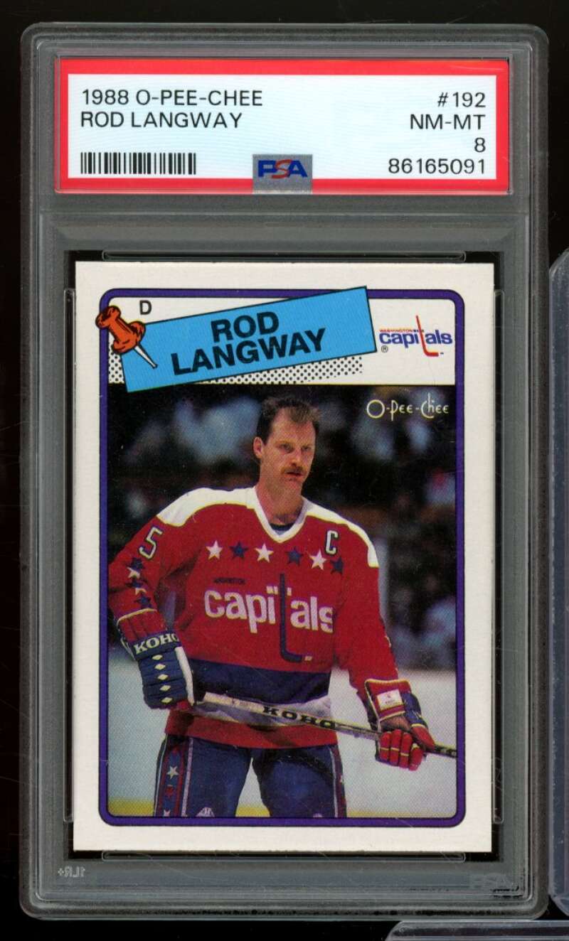 Rod Langway Card 1988-89 O-Pee-Chee #192 PSA 8 Image 1