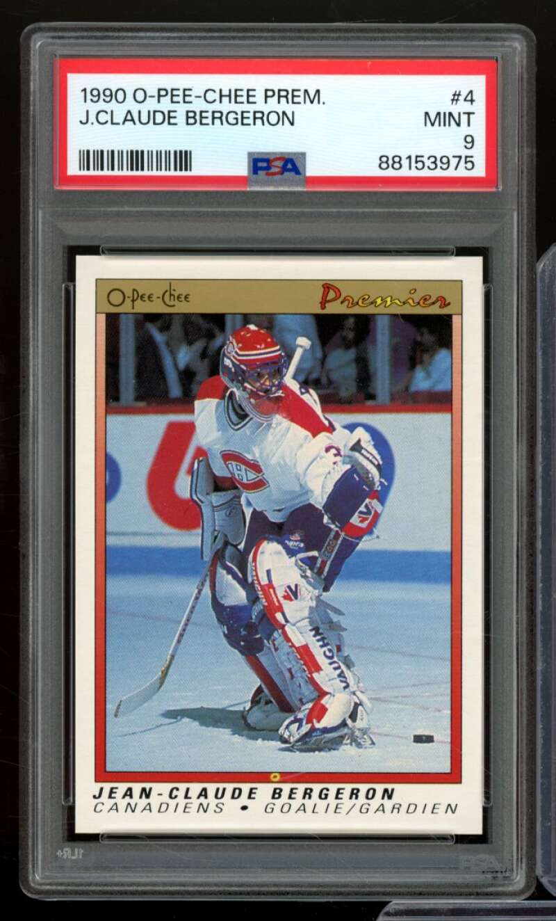 J. Claude Bergeron Rookie Card 1990-91 O-Pee-Chee Premier #4 PSA 9 Image 1