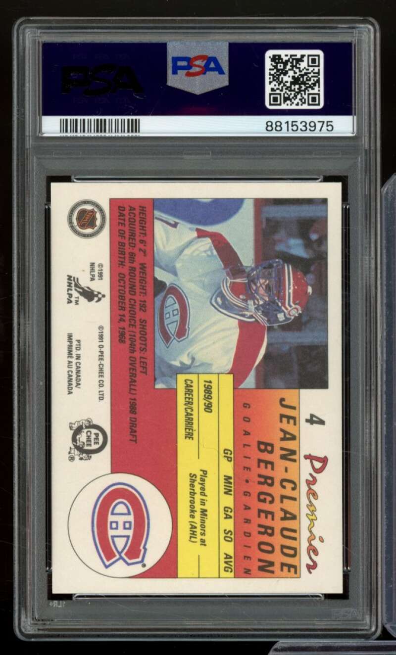 J. Claude Bergeron Rookie Card 1990-91 O-Pee-Chee Premier #4 PSA 9 Image 2