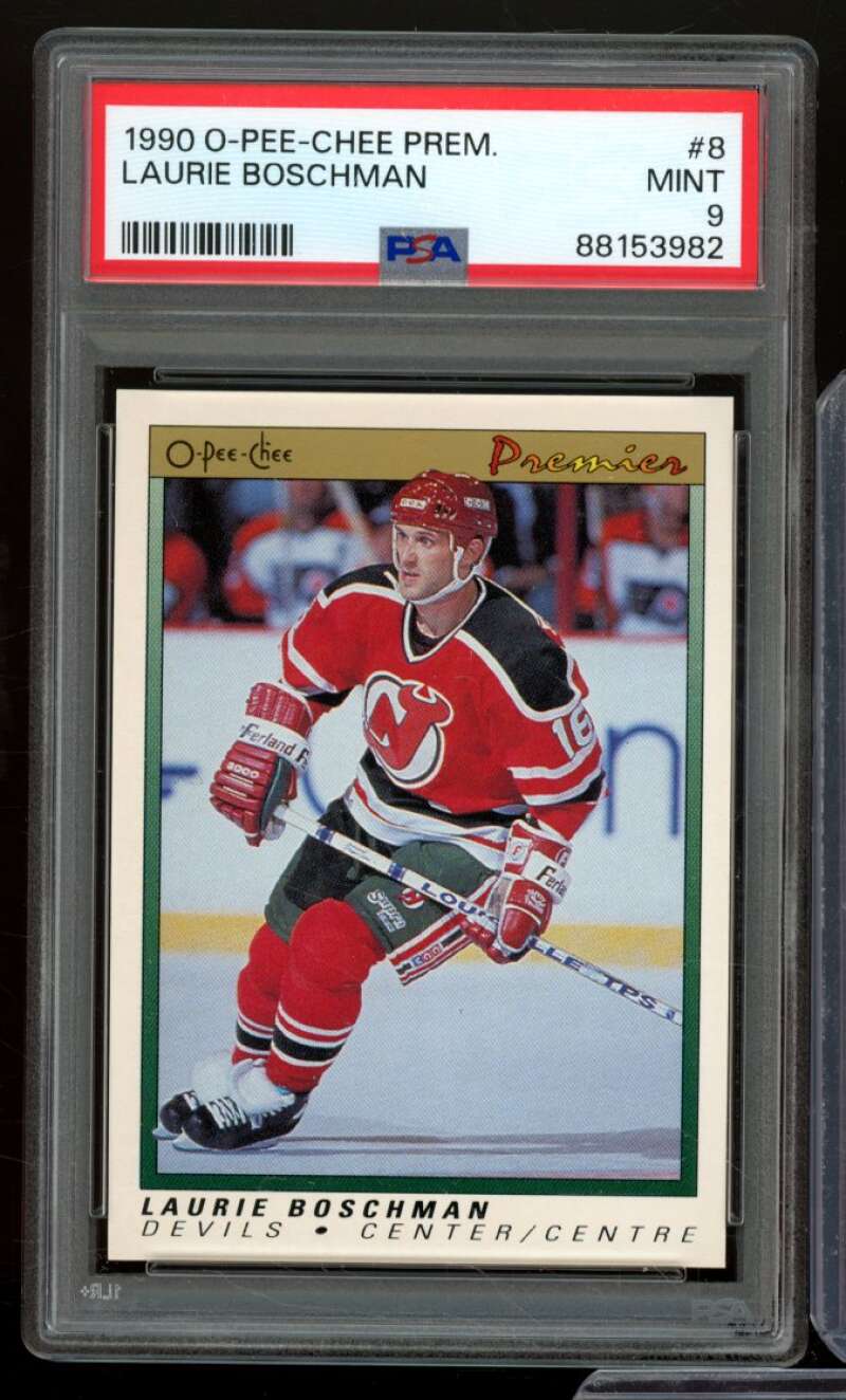 Laurie Boschman Card 1990-91 O-Pee-Chee Premier #8 PSA 9 Image 1