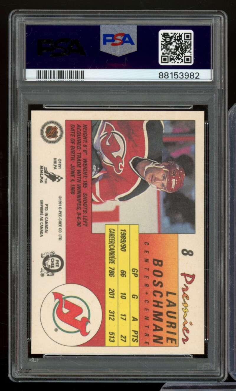 Laurie Boschman Card 1990-91 O-Pee-Chee Premier #8 PSA 9 Image 2