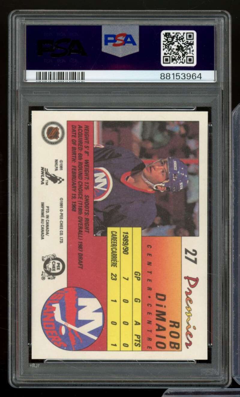 Rob DiMaio Rookie Card 1990-91 O-Pee-Chee Premier #27 PSA 9 Image 2