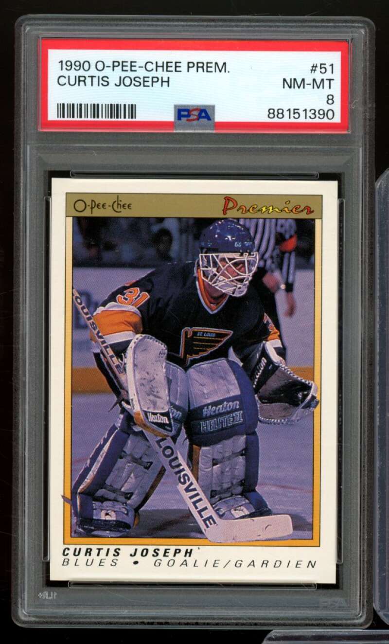 Curtis Joseph Rookie Card 1990-91 O-Pee-Chee Premier #51 PSA 8 Image 1