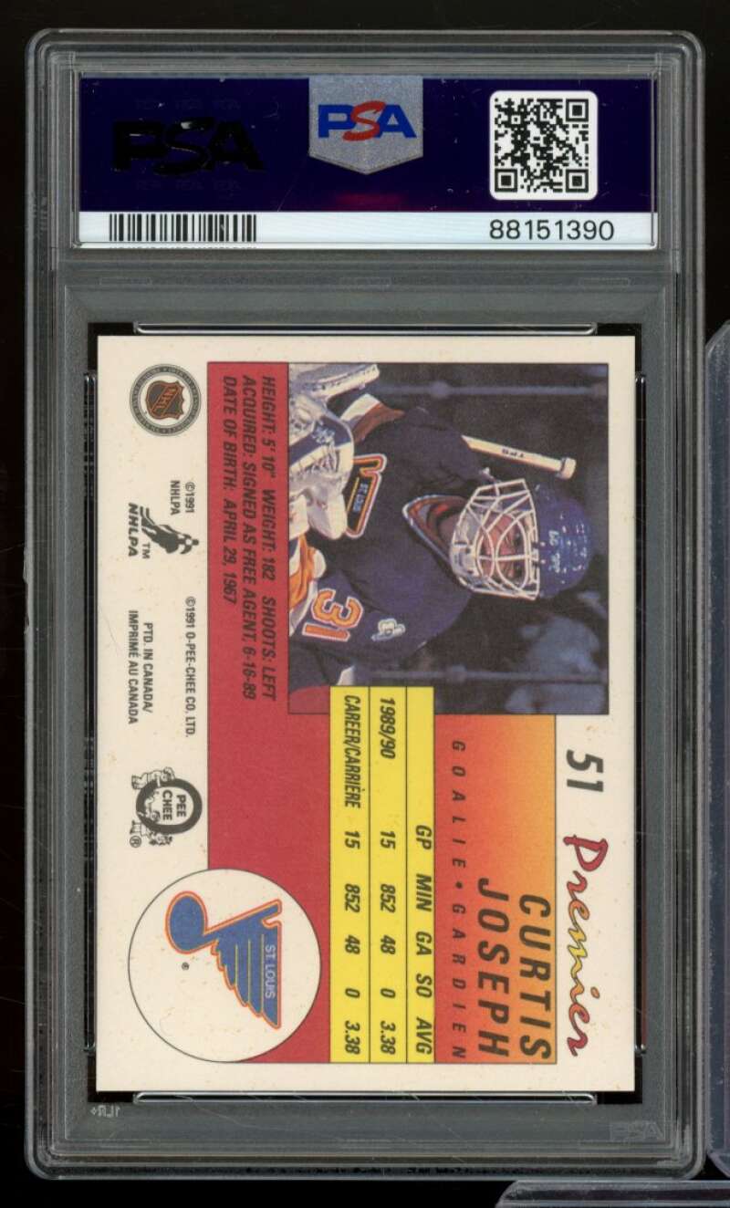 Curtis Joseph Rookie Card 1990-91 O-Pee-Chee Premier #51 PSA 8 Image 2