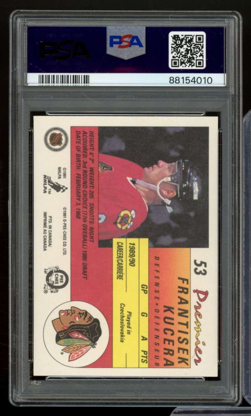 Frantisek Kucera Rookie Card 1990-91 O-Pee-Chee Premier #53 PSA 9 Image 2