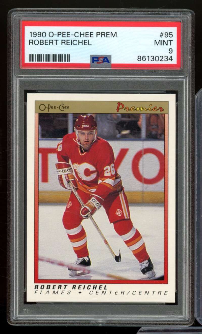 Robert Reichel Rookie Card 1990-91 O-Pee-Chee Premier #95 PSA 9 Image 1