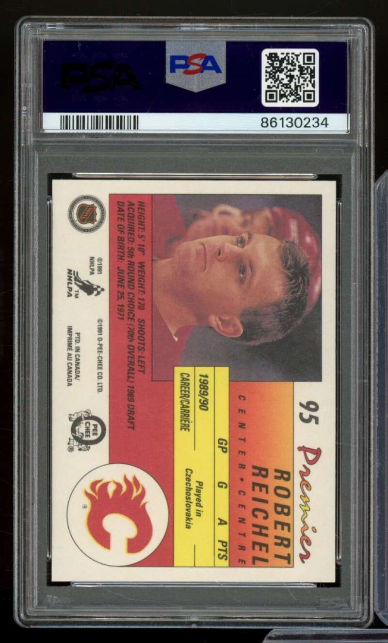 Robert Reichel Rookie Card 1990-91 O-Pee-Chee Premier #95 PSA 9 Image 2