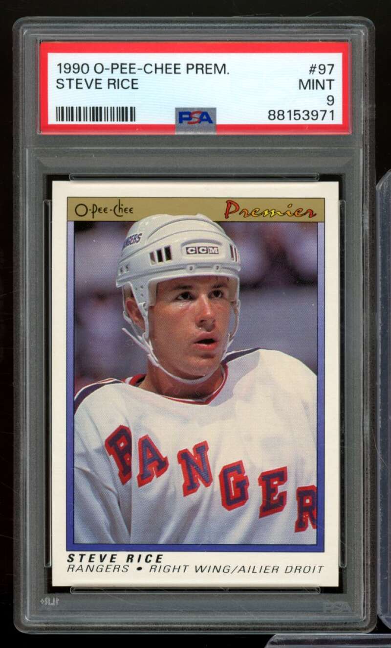 Steve Rice Rookie Card 1990-91 O-Pee-Chee Premier #97 PSA 9 Image 1