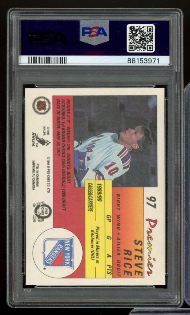 Steve Rice Rookie Card 1990-91 O-Pee-Chee Premier #97 PSA 9 Image 2