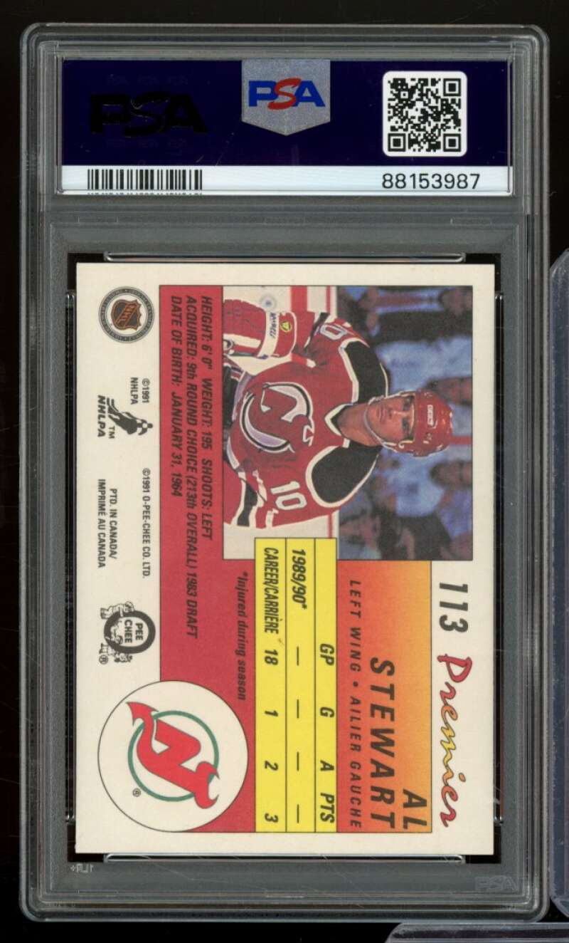 Al Stewart Rookie Card 1990-91 O-Pee-Chee Premier #113 PSA 9 Image 2