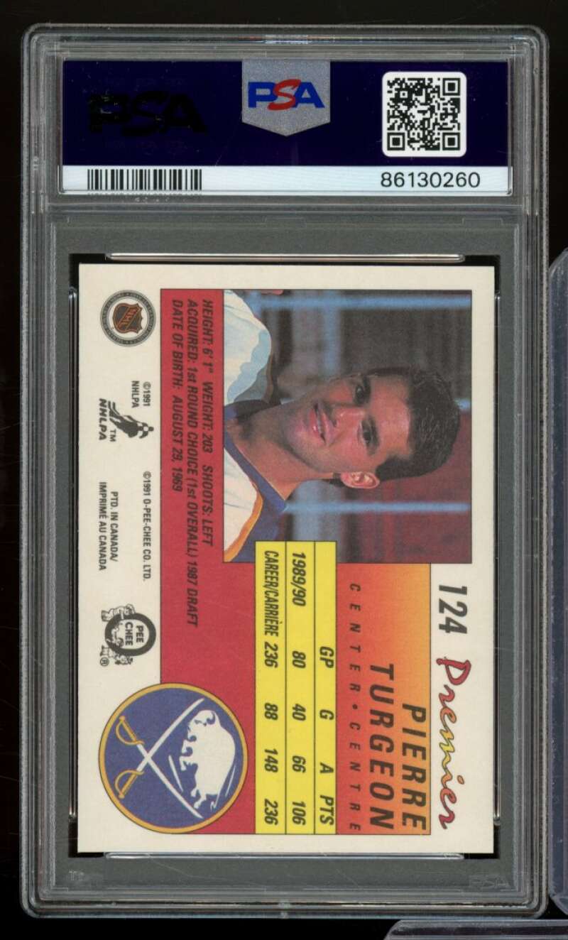 Pierre Turgeon Card 1990-91 O-Pee-Chee Premier #124 PSA 9 Image 2