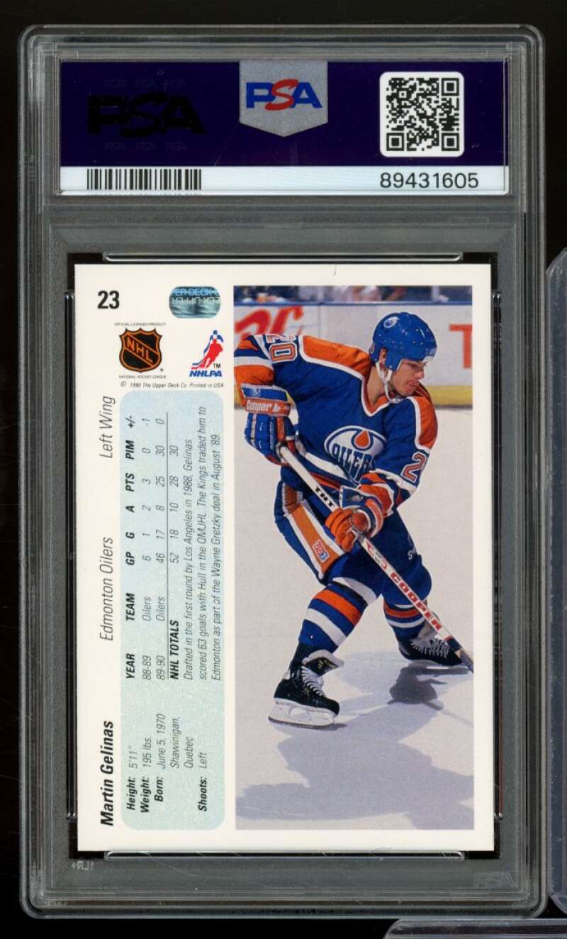 Martin Gelinas Rookie Card 1990-91 Upper Deck #23 PSA 9 Image 2