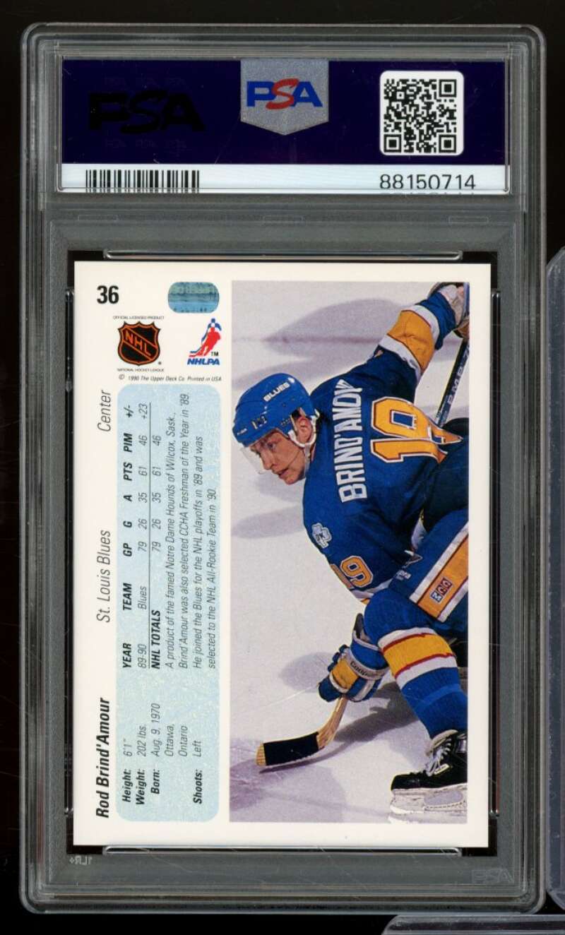 Rod Brind'Amour Rookie Card 1990-91 Upper Deck #36 PSA 9 Image 2