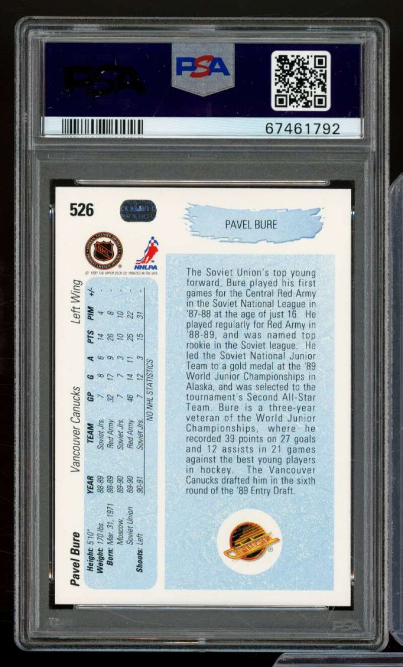 Pavel Bure Rookie Card 1990-91 Upper Deck #526 PSA 10 Image 2