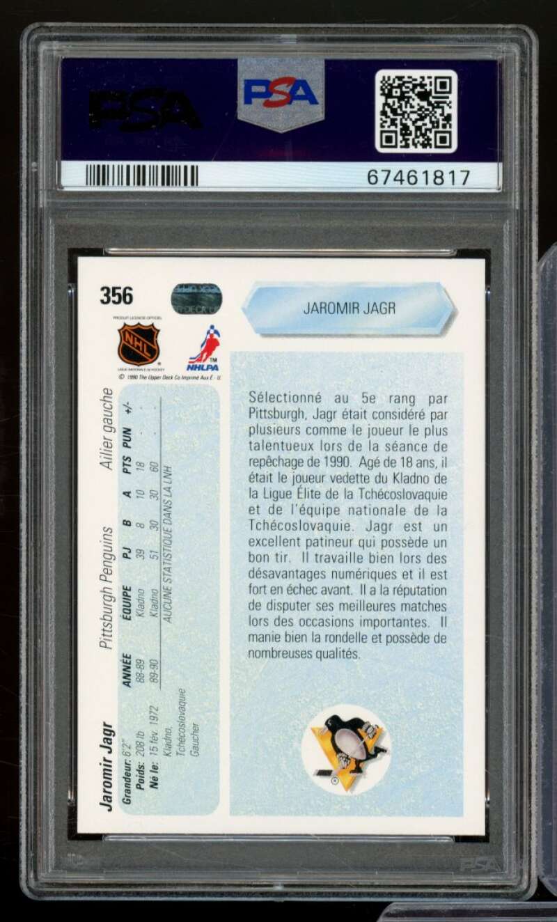 Jaromir Jagr Rookie Card 1990-91 Upper Deck French #356 PSA 10 Image 2