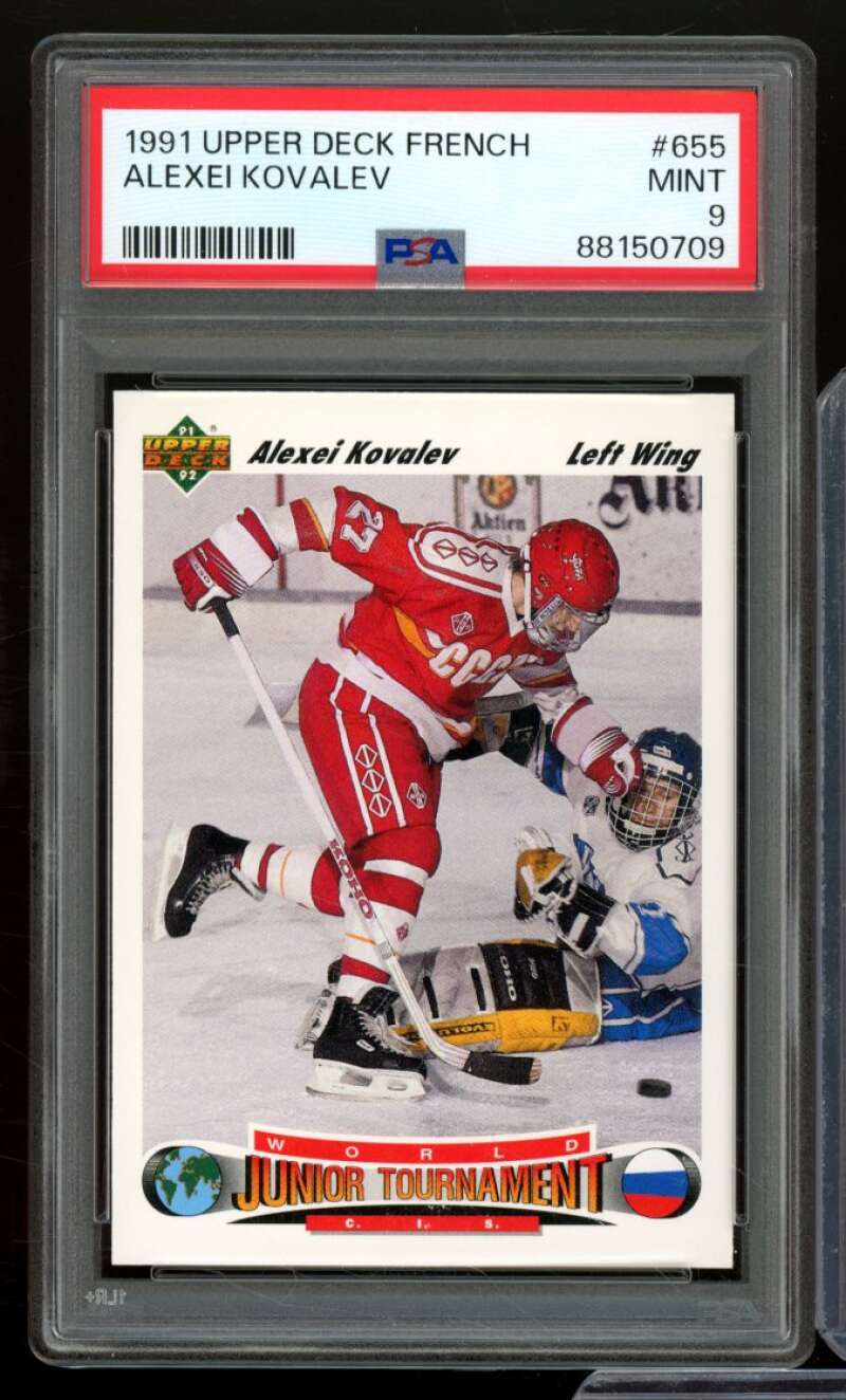 Alexei Kovalev Rookie Card 1991-92 Upper Deck French #655 PSA 9 Image 1