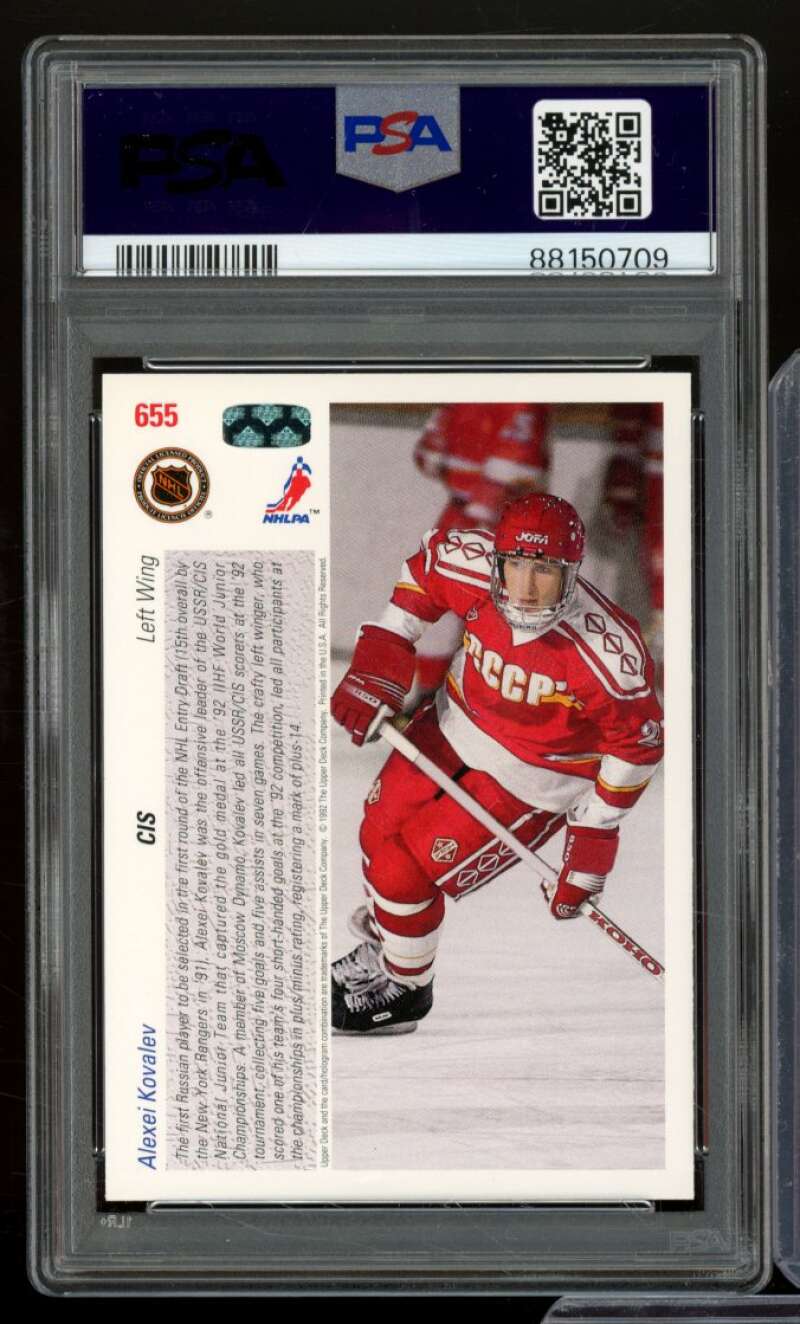 Alexei Kovalev Rookie Card 1991-92 Upper Deck French #655 PSA 9 Image 2