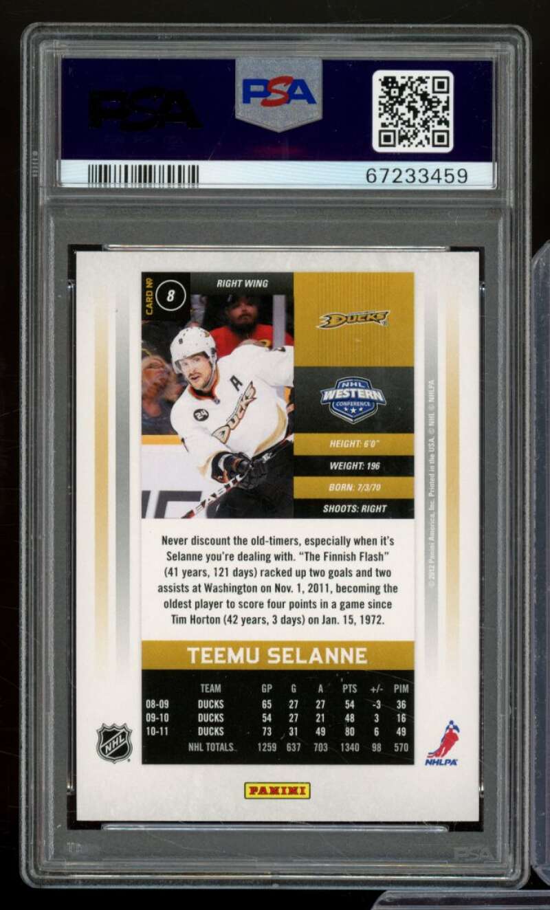 Teemu Selane Card 2011-12 Panini Contenders #8 PSA 10 Image 2