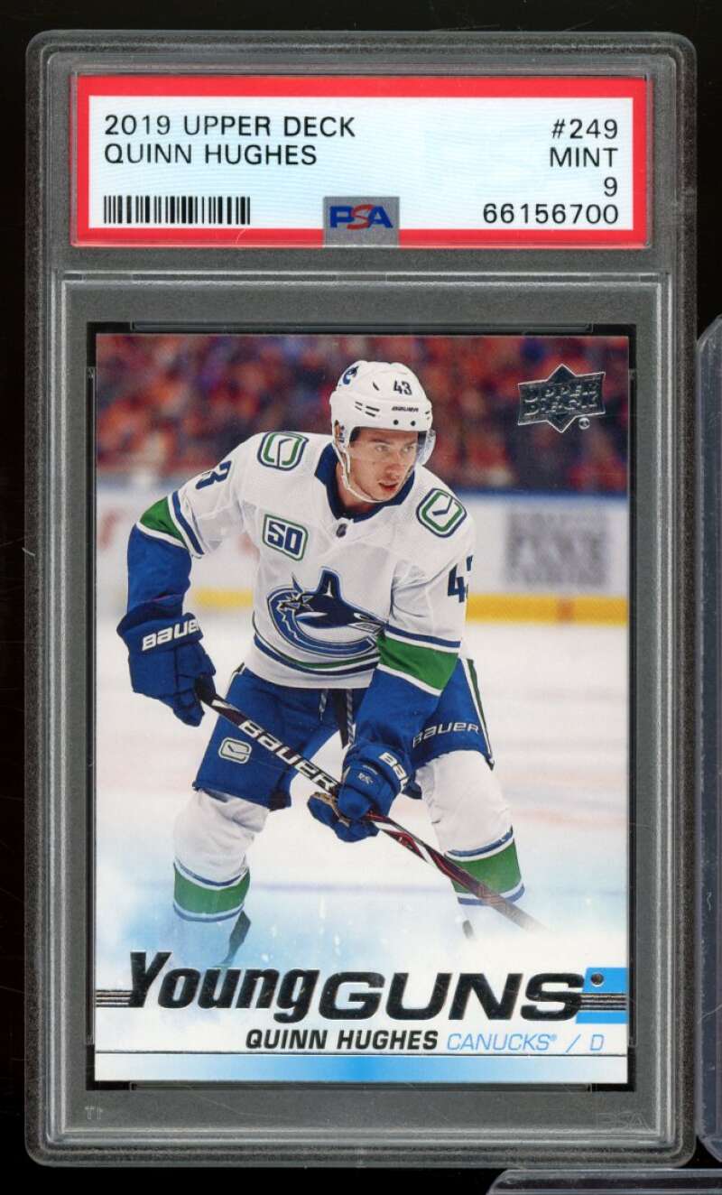 Quinn Hughes Rookie Card 2019-20 Upper Deck #249 PSA 9 Image 1