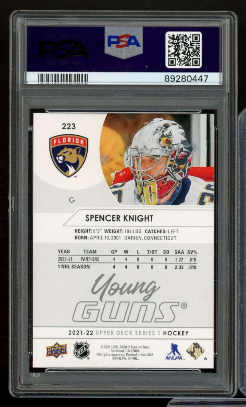 Spencer Knight Rookie Card 2021-22 Upper Deck #223 PSA 9 Image 2