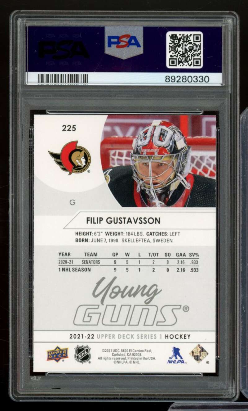 Filip Gustavsson Rookie Card 2021-22 Upper Deck #225 PSA 9 Image 2