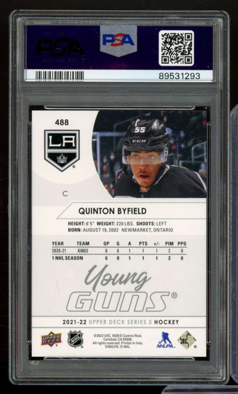 Quinton Byfield Rookie Card 2021-22 Upper Deck #488 PSA 8 Image 2