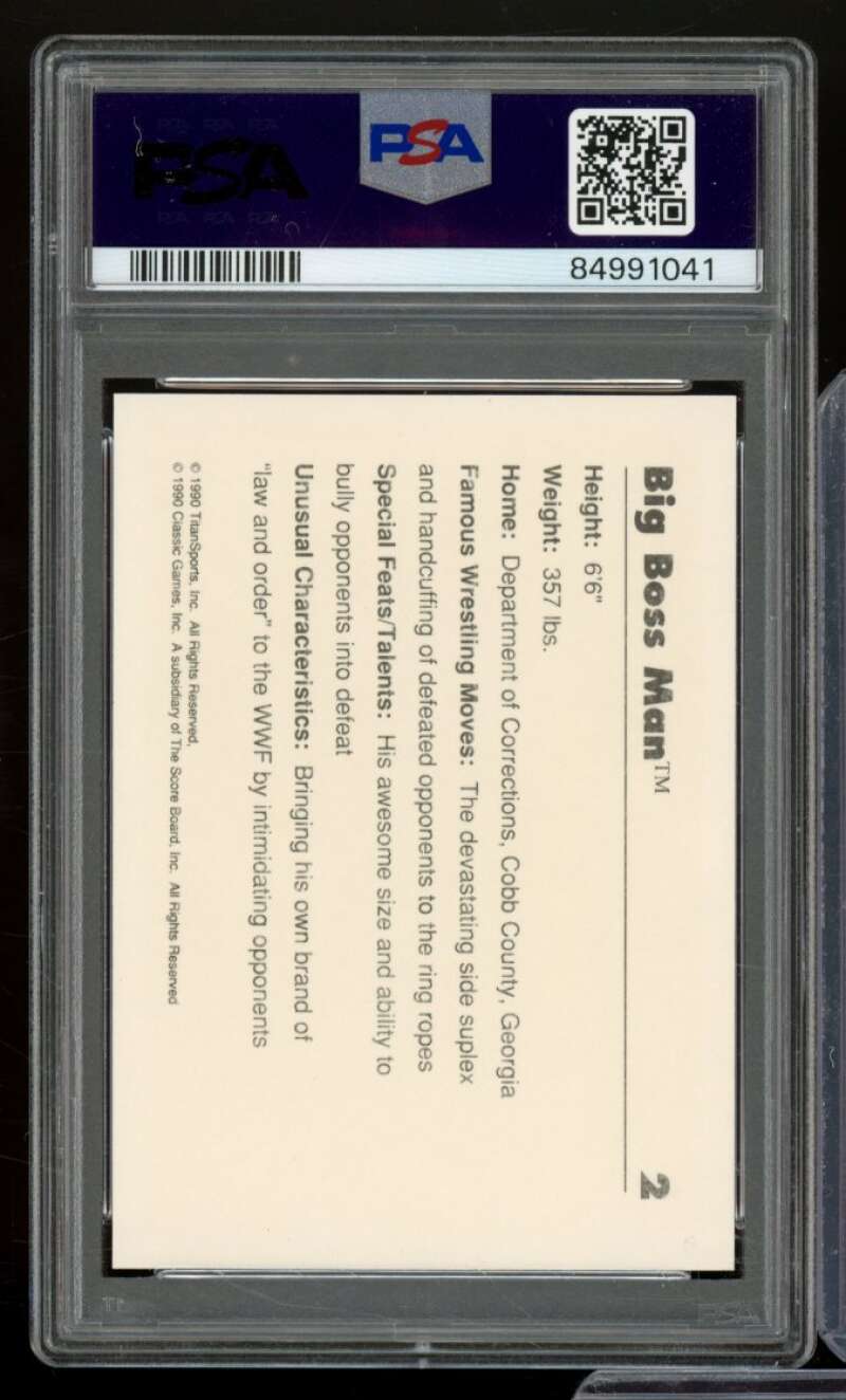Big Boss Man Card 1990 Classic WWF #2 PSA 8 Image 2