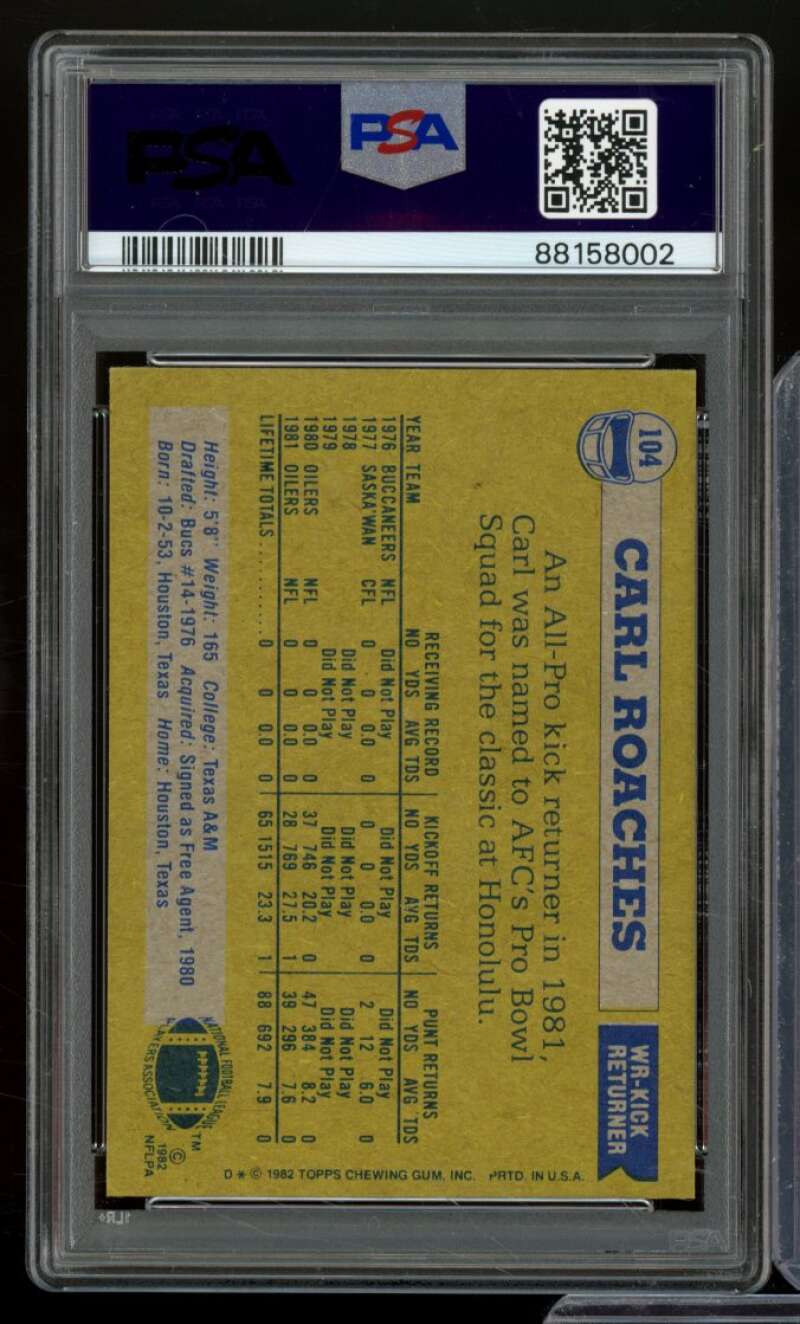 Carl Roaches Card 1982 Topps #104 PSA 8 Image 2