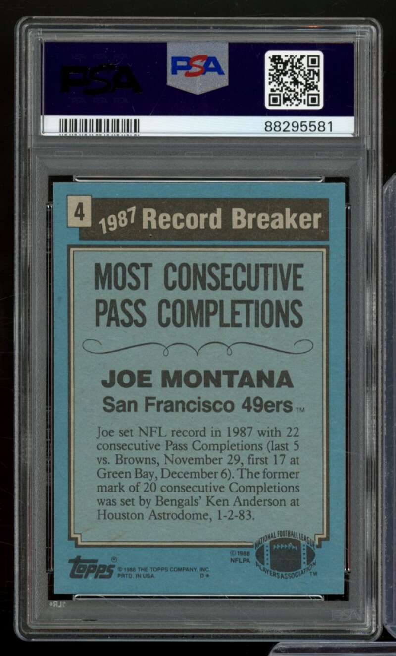 Joe Montana Card 1988 Topps #4 PSA 5 Image 2