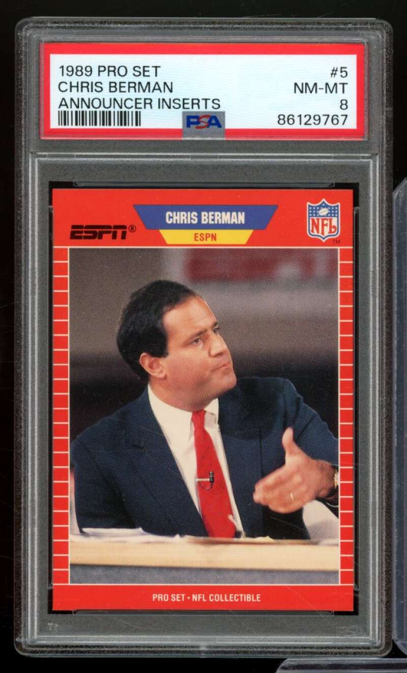 Chris Berman Card 1989 Pro Set #5 PSA 8 Image 1