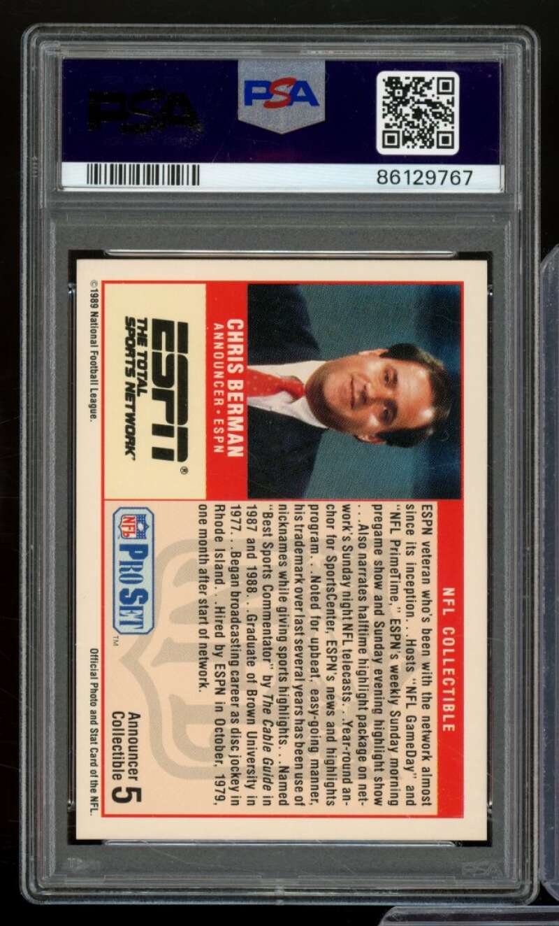 Chris Berman Card 1989 Pro Set #5 PSA 8 Image 2