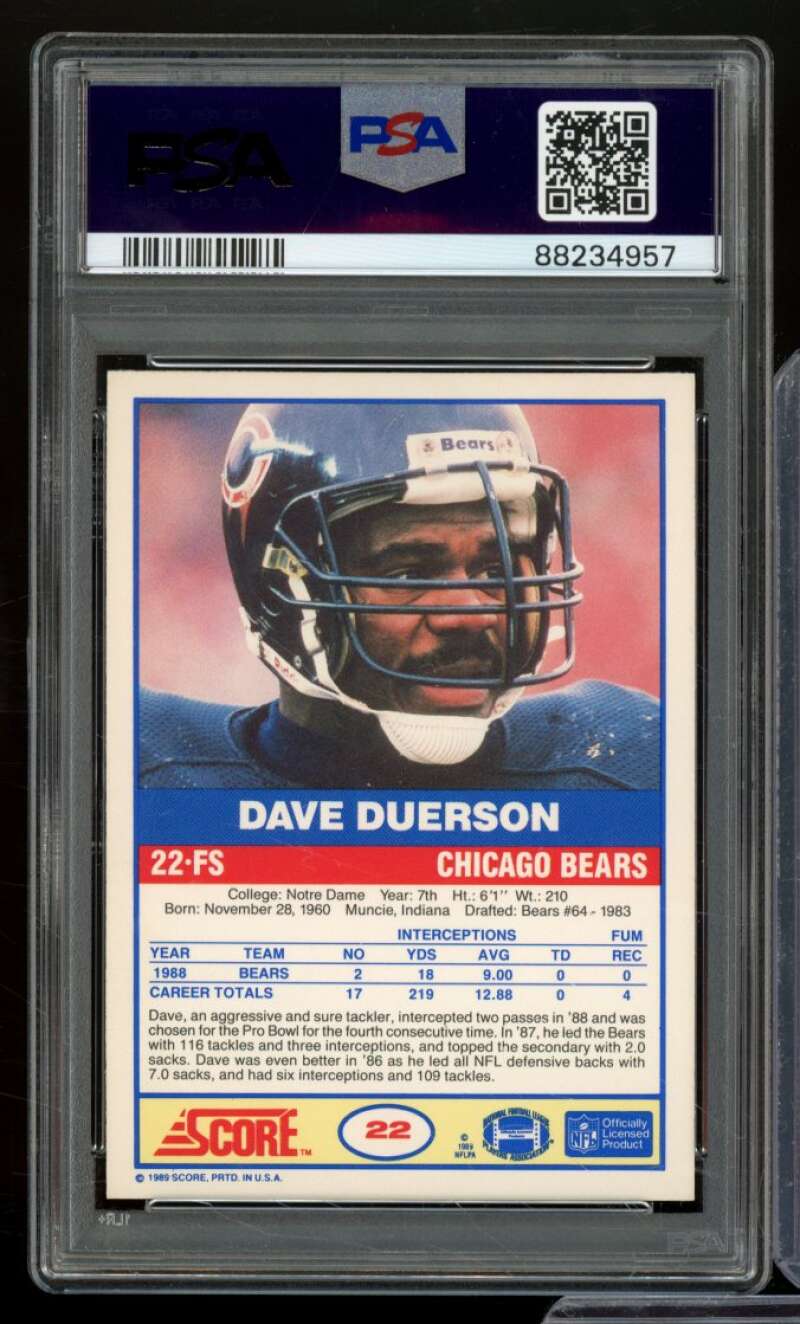 Dave Duerson Card 1989 Score #22 PSA 9 Image 2