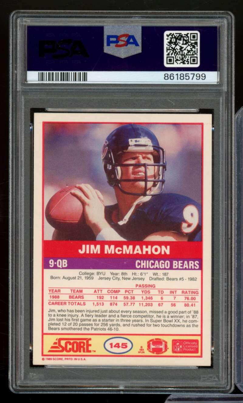 Jim McMahon Card 1989 Score #145 PSA 9 Image 2