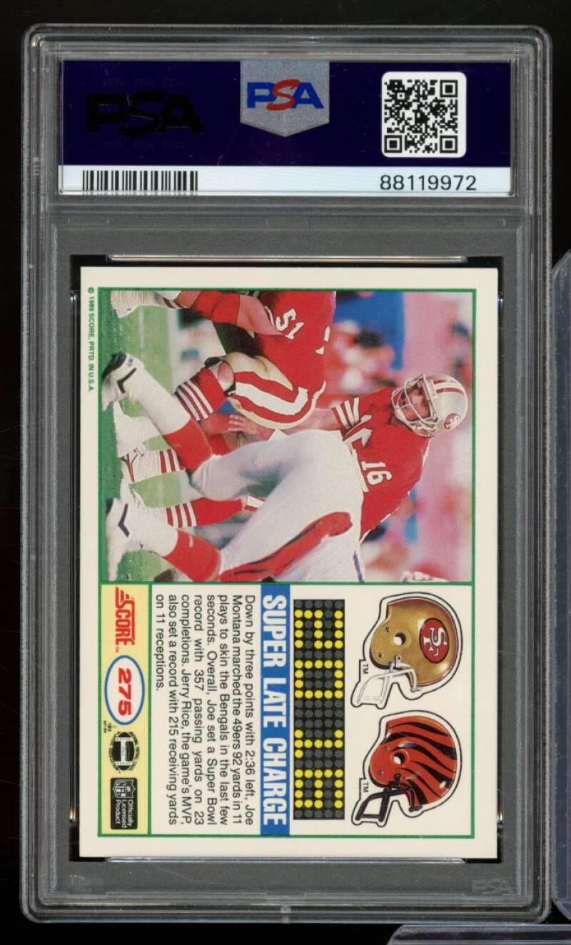 Joe Montana/Jerry Rice Card 1989 Score #275 PSA 9 Image 2