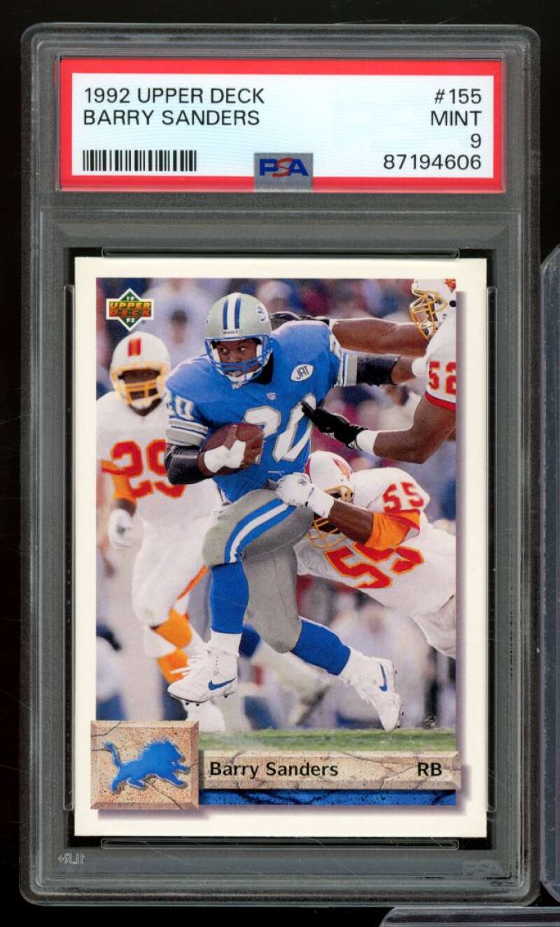 Barry Sanders Card 1992 Upper Deck #155 PSA 9 Image 1