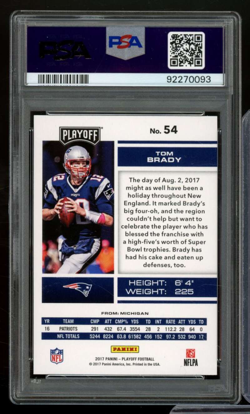 Tom Brady Card 2017 Panini Playoff #54 PSA 10 Image 2