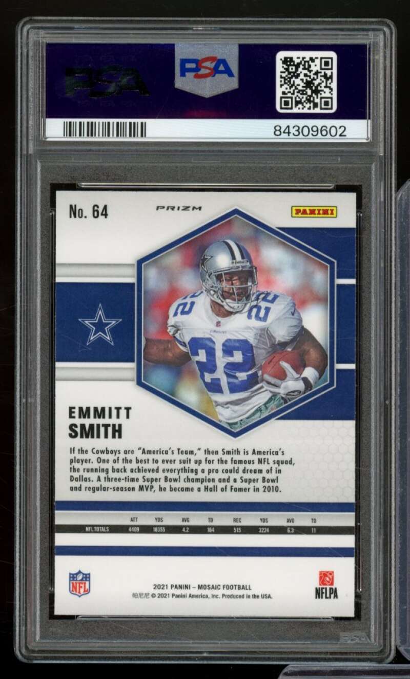 Emmitt Smith Card 2021 Mosaic Reactive Orange #64 PSA 10 Image 2