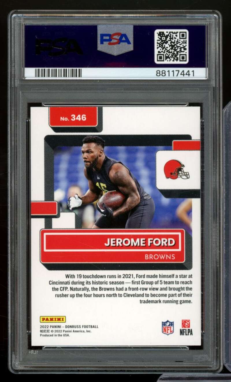 Jerome Ford Rookie Card 2022 Donruss #346 PSA 9 Image 2