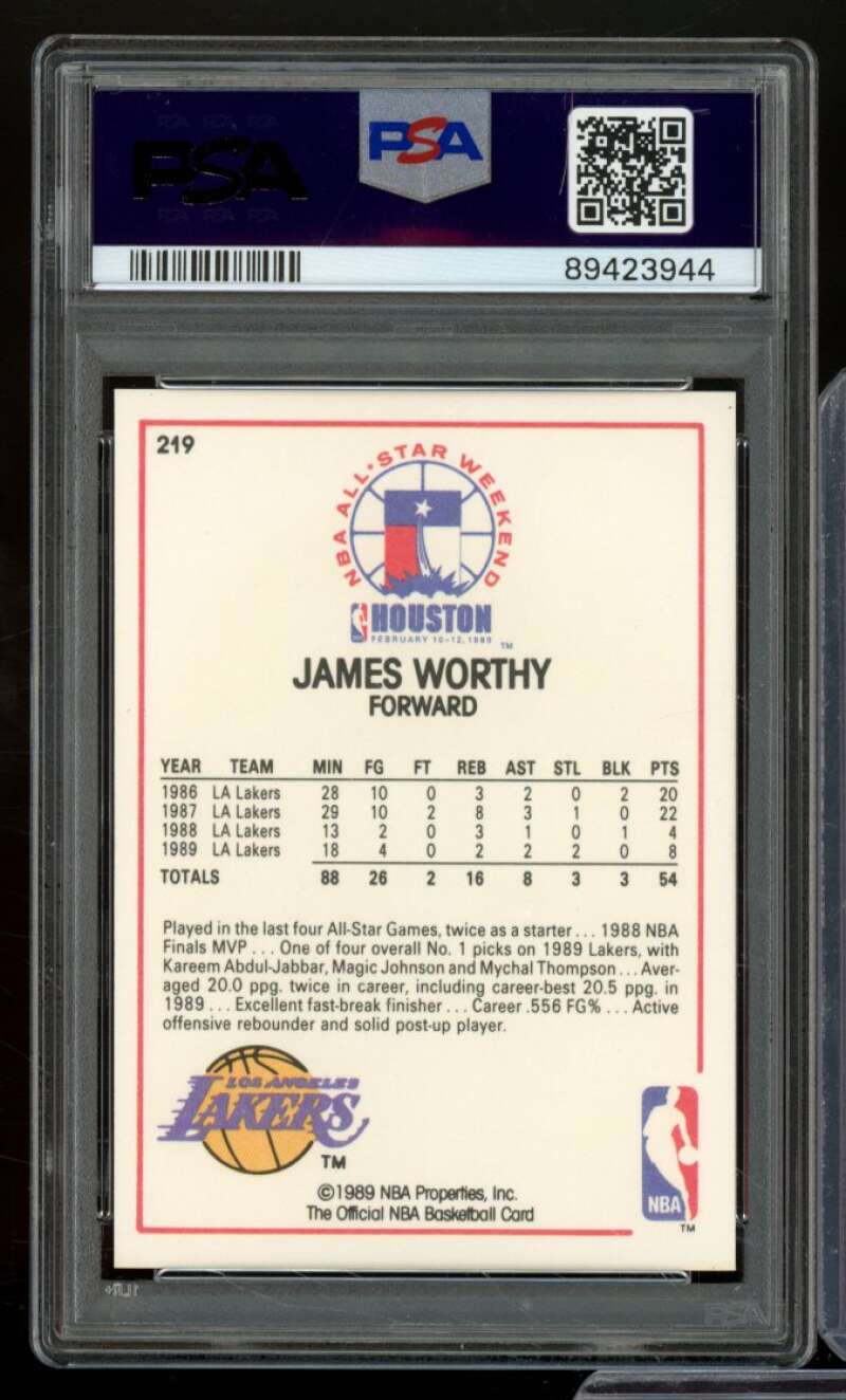 James Worthy Card 1989-90 Hoops All-Star #219 PSA 9 Image 2