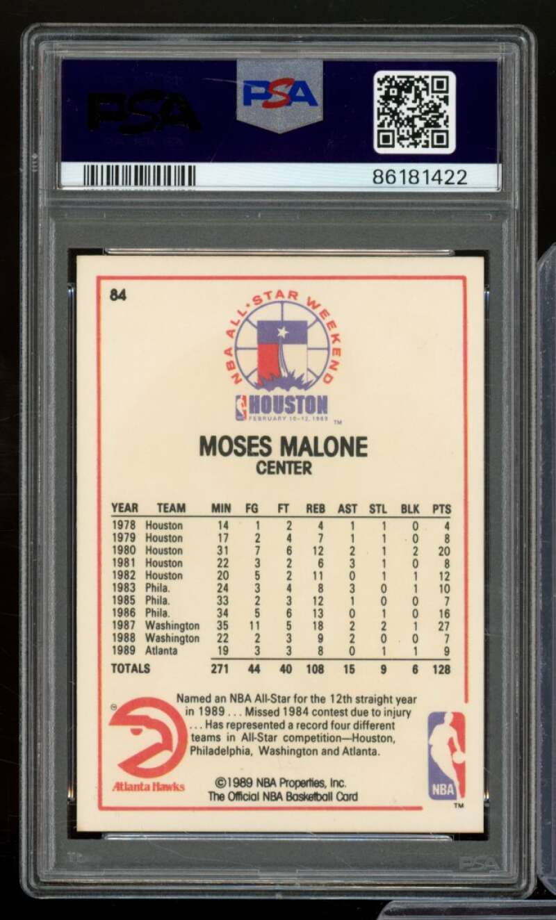 Moses Malone Card 1989-90 Hoops #84 PSA 9 Image 2